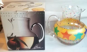 Crisa Capri Glass Pitcher 90 oz. 2.5L Margarita Hand Painted Stars Vintage NEW  - Picture 1 of 5
