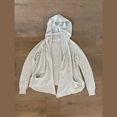 soft joie S SMALL gray knit long sleeve open hooded sweater cardigan - Image 1 of 4