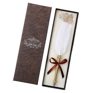 Vintage Quill Dip White Feather Pen Fountain Pens Calligraphy Writing Supplies - Picture 1 of 8