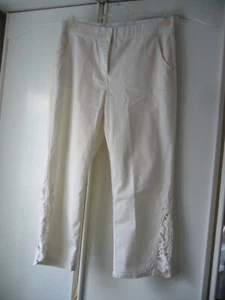 Creation L, wollweiße Hose mit dicker Spitze am Beinende, Gr. 44, NEU - Bild 1 von 3