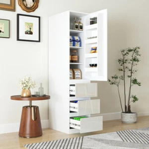 Kitchen Pantry Storage Cabinet,Food Pantry Cabinet w/ Doors shelves and drawers - Picture 1 of 15