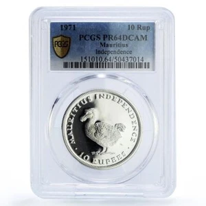 Mauritius 10 rupees Republic Independence Dodo Bird PR64 PCGS silver coin 1971 - Picture 1 of 2