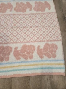 Vintage BIiederlack Reversible Blanket Puppy Pink Fluffy 28×36" Nursery ÙSA - Picture 1 of 8