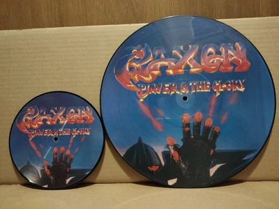 Saxon - Power and The Glory 1983 7" Single & 12" LP Picture Disc Carrere England - Image 1 of 4