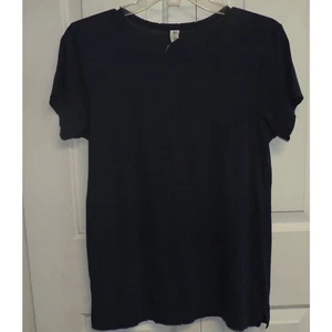 BP Women's Slightly Distressed Short Sleeve Crew Neck T-Shirt in Navy Small $29 - Picture 1 of 2