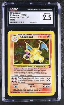 CGC 2.5 Charizard 2000 Base Set 2 4/130 Holo Pokemon Card - Image 1 of 2
