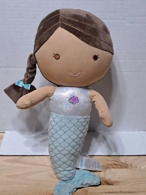 Carter's Mermaid Plush Brown Hair 2023 12" Stuffed Sparkle Doll Blue Body - Image 1 of 4