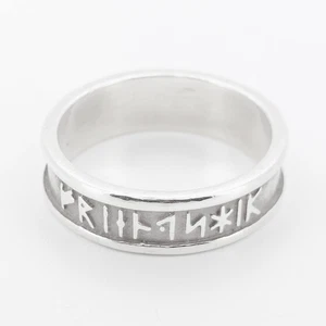 Silver Rune Ring Ortak Orkney Runic Band Scotland 925 Sterling Vintage Size L - Picture 1 of 10