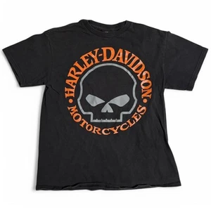 YOUTH SIZE MEDIUM HARLEY DAVIDSON MOTORCYCLES SHORT SLEEVE SHIRT SKULL - Picture 1 of 4