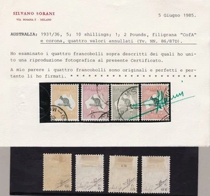 1932-35 AUSTRALIA, SG Nº 134/137 4 valores USADO Certificado Sorani - Imagen 1 de 1