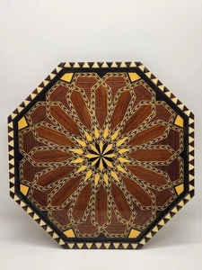 Laguna Hand Crafted Inlaid Wood Octagon Lacquered Wall Art Recuerdo De Granda - Picture 1 of 6