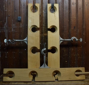 WOODEN FUNNEL 4 PLACE HOLDER SUPPORT ROD CLAMP 3PC LOT CHEMISTRY LAB EQUIPMENT - Picture 1 of 15