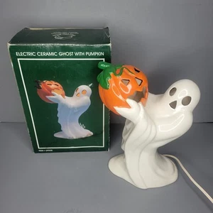 Pacific Rim Ghost with Pumpkin Ceramic- HTF Lighted Tested With Box - Picture 1 of 5