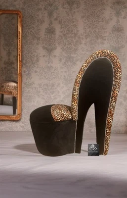 High heel shoe chair with Animal Print fabric - Image 1 of 4