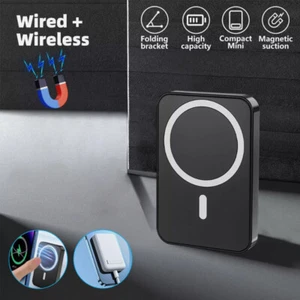 20000mAh Magnetic Power Bank Wireless Battery Pack +Cables For iPhone / Android - Picture 1 of 18