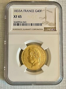 France 1833A Louis Philippe I 40 Francs Gold NGC XF45 SKU# 4742 - Picture 1 of 2