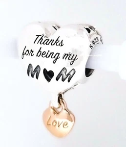 New 100% Authentic PANDORA Love You Mum Thanks 4 Being My Mom Charm 788830C00 - Picture 1 of 4