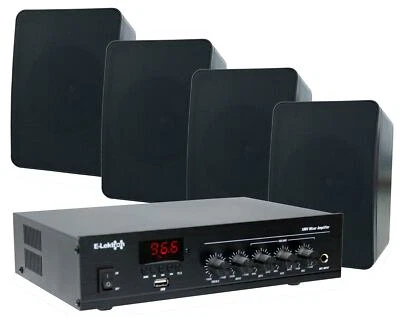 E-Lektron ELA Beschallungsanlage Bundle Mischverstärker & 4 Lautsprecher Schwarz - Bild 1 von 4