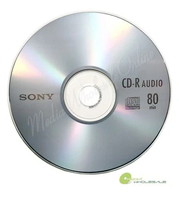10 SONY Blank Music CD-R CDR Branded 80min Digital Audio Disc in paper sleeves - Image 1 of 4