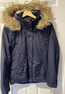 FATFACE Jacket Parka Jacket Coat Navy Women's Size UK 10 Removable Hood In VGC - Picture 1 of 13