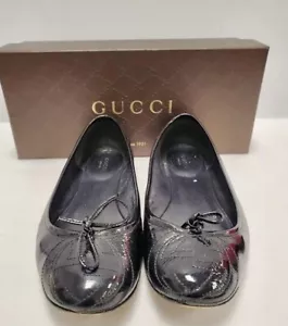 Authentic Gucci Women's Vernice Naplak Black Ballet Flat Size 39 EUC~ - Picture 1 of 9