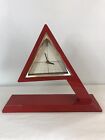 Vintage 1980's Geometric Red Mantle Statement Clock Post-Modern Design Retro 
