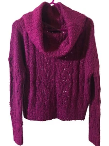 Sanctuary Boucle Cowl Neck Sweater Magenta Purple Women’s Sz XS - Picture 1 of 8