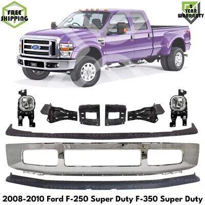 Front Bumper Chrome & Bumper Brackets For 2008-2010 Ford F-250 F-350 Super Duty - Image 1 of 4