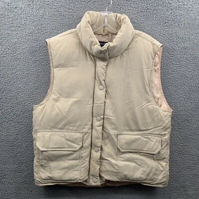 Chaqueta Nautica de Colección Para Hombres Grande Beige Abajo Chaleco Abombado Cremallera Completa A Presión Exterior Foto 1 de 4