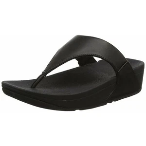 FitFlop Women's Comfortable Lulu Leather Toe-Post Regular Sandals - Black, Sizes - Picture 1 of 15