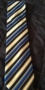 Stafford Essentials Men's Necktie Blue And White Stripes - Picture 1 of 4