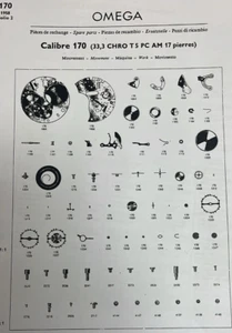 Omega Chronograph 170 - 33.3 Movement Parts - List for Parts - Imagen 1 de 47