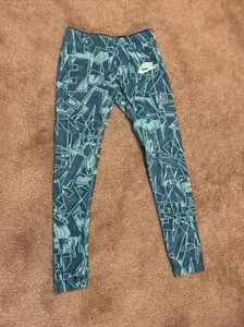 Nike Girl's Sportswear Printed Tights Teal Sz Small 860068-467 - Picture 1 of 3