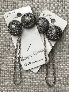 Vintage Bailey Green Elger BGE Art Deco Buttons x2 Silver Metal Jaeger Clasp USA - Picture 1 of 24
