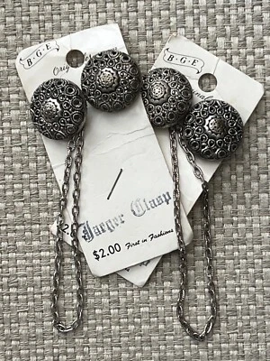 Vintage Bailey Green Elger BGE Buttons Art Deco x2 Silver Metal Jaeger Clasp USA - Image 1 of 4