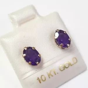 10K Yellow Gold Stunning & Generous 1.25ct Genuine Amethyst, February Birthstone - Picture 1 of 7