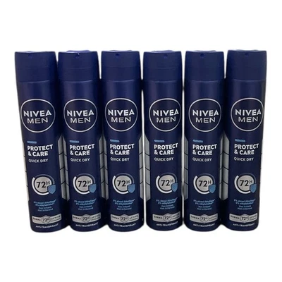 Дезодорант-спрей антипреспирант спрей для мужчин Nivea Protect & Care Quick Dry 72 часа 200 мл 6 шт. - Изображение 1 из 3