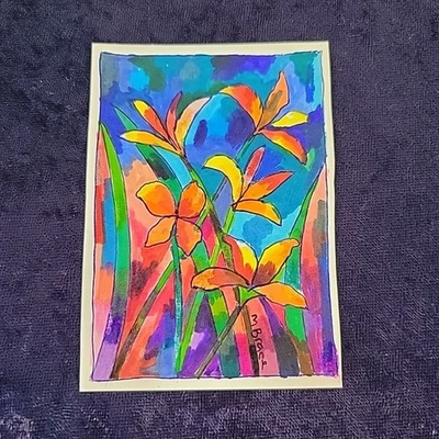 Tarjeta de Arte ACEO Original Acuarela Pintura Floral Por Mary Brace #12 Foto 1 de 4
