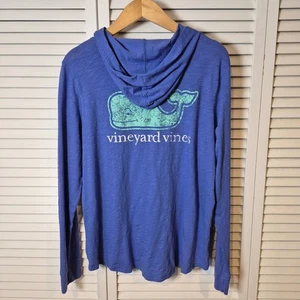 Vineyard Vines Herren L Hoodie Langarm T-Shirt Blau Wal Logo 100% Baumwolle - Bild 1 von 12