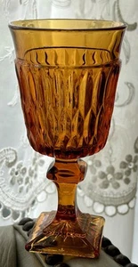 Vtg Indiana Glass Mt. Vernon Amber Footed Wine Glasses 5.5” tall Set of 4 - Picture 1 of 4