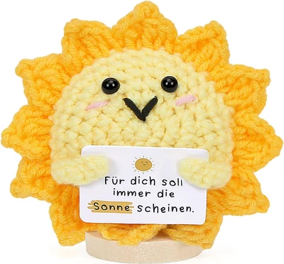 Positive Geschenke Sonnen-Strickpuppe,Blumen Dankegeschenk,  Kleine Abschiedsges - Bild 1 von 4