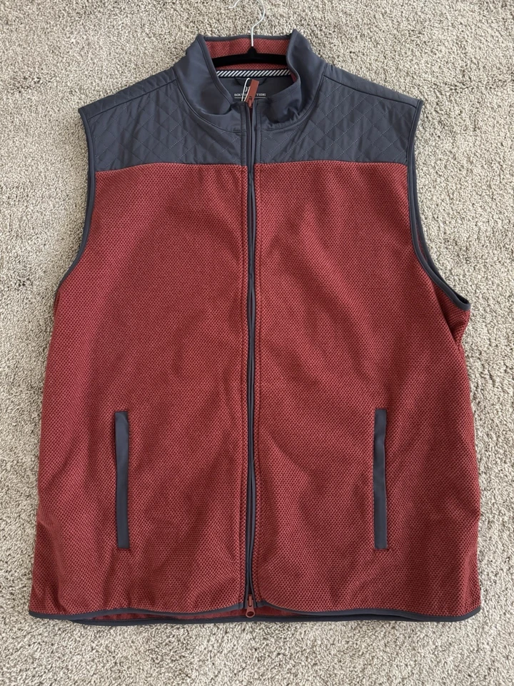 Colete acolchoado com zíper Southern Tide Hucksley novo com etiquetas Toscana vermelho azul cinza GG grande GG - Imagem 1 de 2