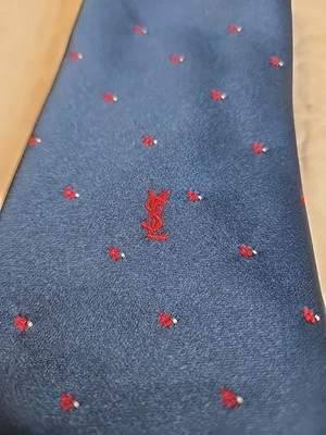 Corbata de seda azul marino clásica de lujo Yves Saint Laurent YSL para hombre Foto 1 de 4