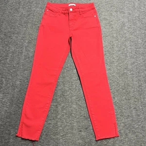 Kensie Jeans Women's Size 2/26 Red Mid-Rise Raw Hem Skinny Bold Ankle Crop - Picture 1 of 8