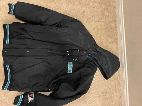 Vintage San Jose Sharks Throwback Puffy Parka Starter Jacket L Cover