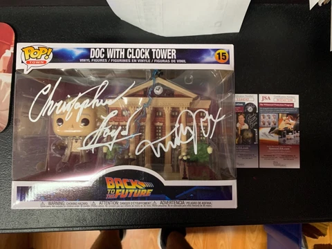 Michael J Fox Christopher Lloyd Dual Signed Funko Pop JSA Back to the Future Cover