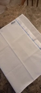 Handmade White With Blue Stripe Polycotton Baby Crib Sheet - Satin Top Edged - Picture 1 of 6