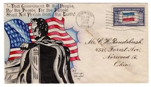 #917 on Dorothy Knapp Hand Painted Cachet #20 Lincoln WWII Patriotic 1944 - Picture 1 of 2