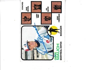 1973 TOPPS BASEBALL #377 Gene Mauch Montreal Expos  Signed Autograph - Picture 1 of 1