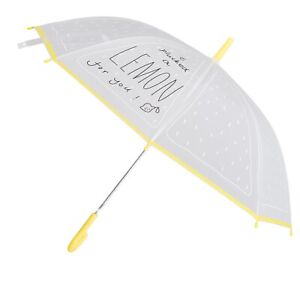 Femmes Pluie Parapluie Transparent Citron For You Dicton Stock Automatique Jaune